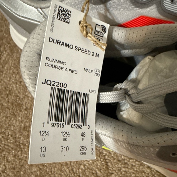 Adidas Duramo Speed 2 Gray and Red Running Shoes Size 13 - Picture 8 of 8